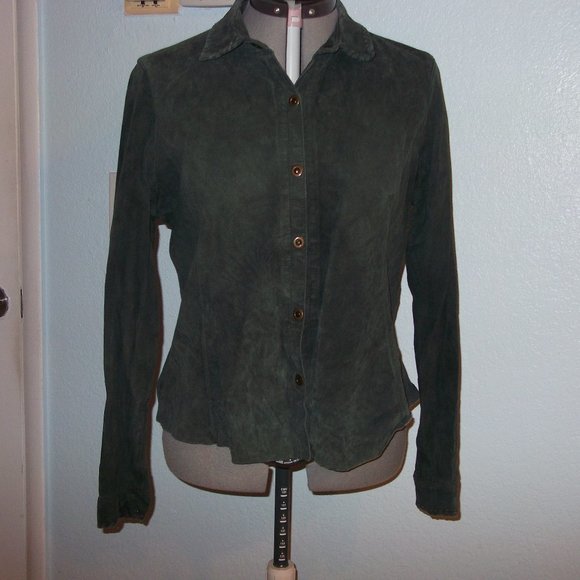 CAbi Tops - CAbi 143 Size XL 100% Leather Green Shirt Jacket